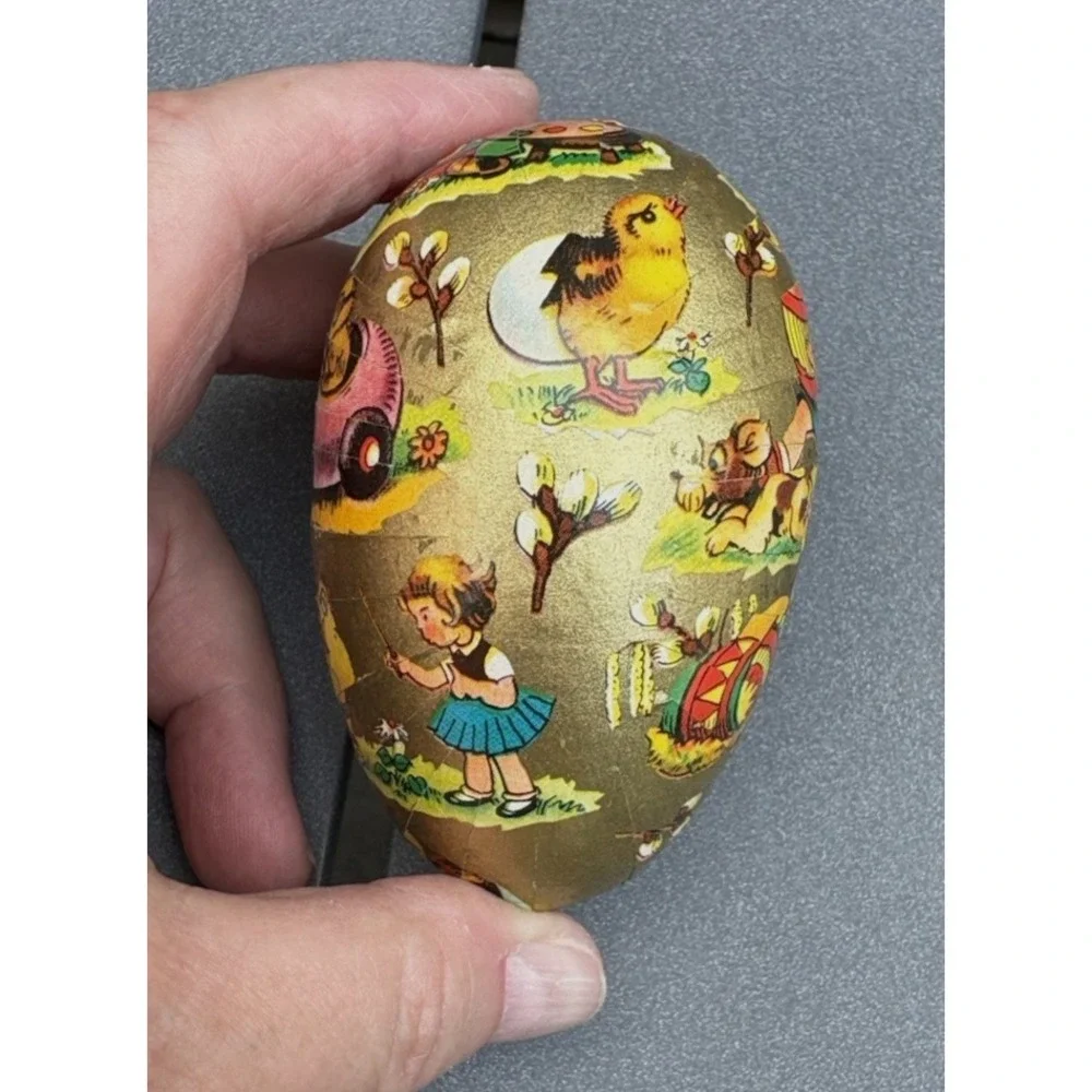 Vintage paper mache Easter eggs candy containers Germany flowers ducks rabbits